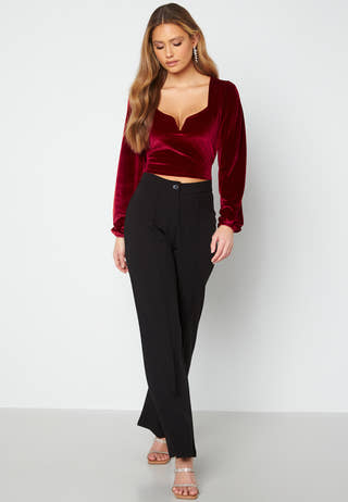 Rudina puff sleeve velvet top