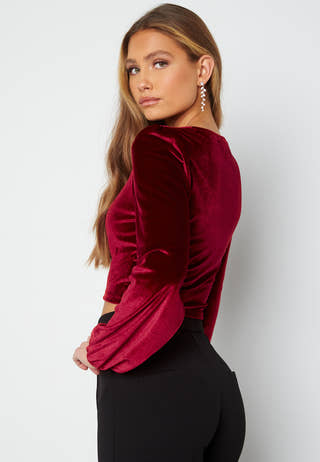 Rudina puff sleeve velvet top