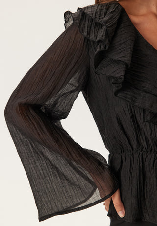 Ruffle Wide Sleeve Blouse