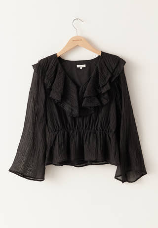 Ruffle Wide Sleeve Blouse