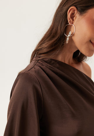 Satin One Shoulder Blouse