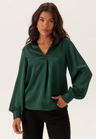 Satin Puff Sleeve Blouse