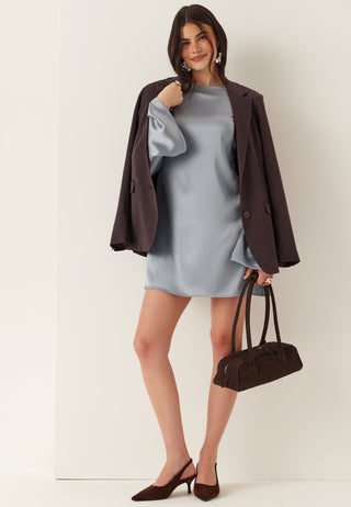 Satin Trumpet Sleeve Short Dress