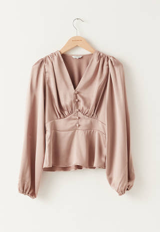 Satin V-neck Blouse