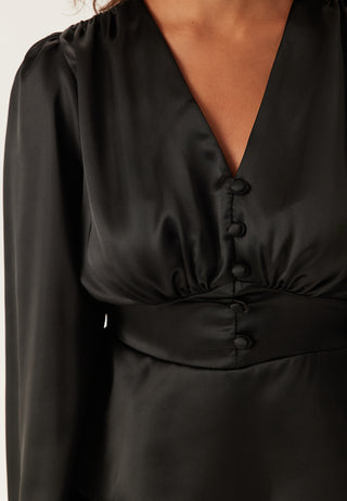 Satin V-neck Blouse