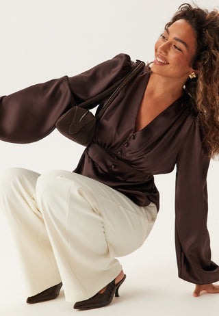 Satin V-neck Blouse