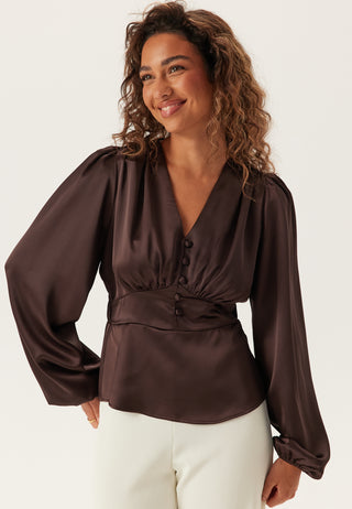 Satin V-neck Blouse