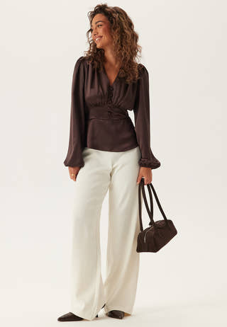 Satin V-neck Blouse