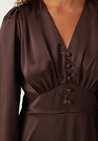 Satin V-neck Maxi Dress