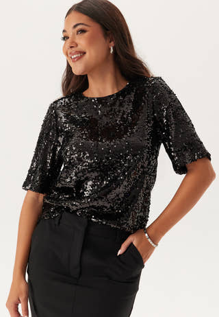 Sequin Short Sleeve Top