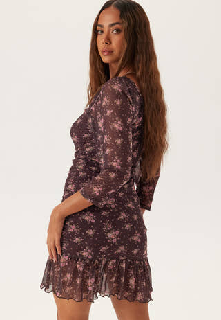 Short Mesh Ruched Dress