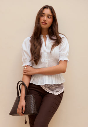 Short Sleeve Cotton Smock Blouse