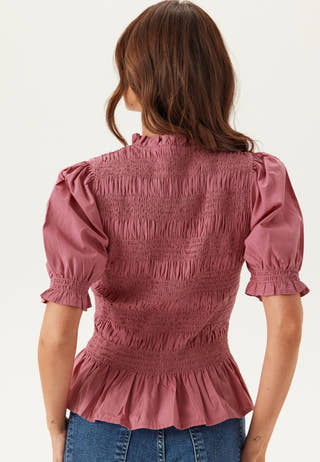 Short Sleeve Cotton Smock Blouse