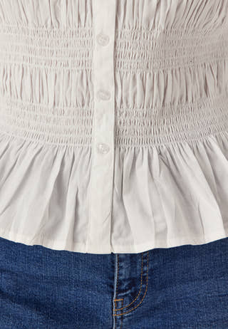 Short Sleeve Cotton Smock Blouse