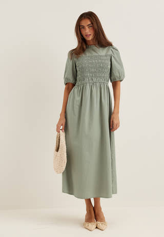 Smock Short Sleeve Cotton Dress