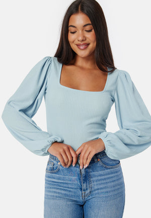 Square Neck Balloon Sleeve Top
