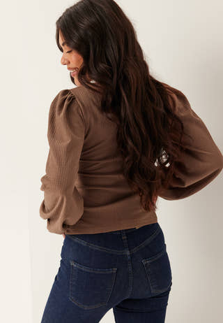 Square Neck Balloon Sleeve Top