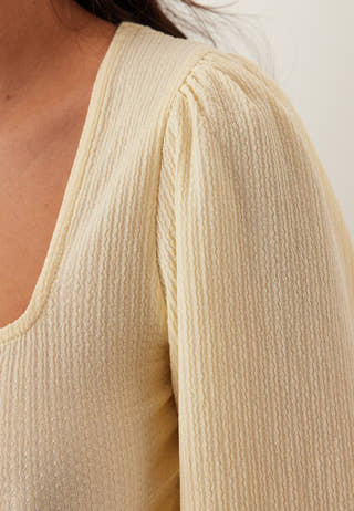 Square Neck Balloon Sleeve Top