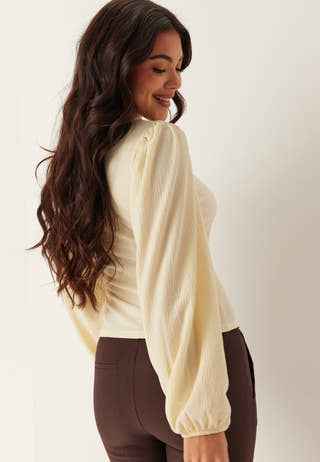 Square Neck Balloon Sleeve Top