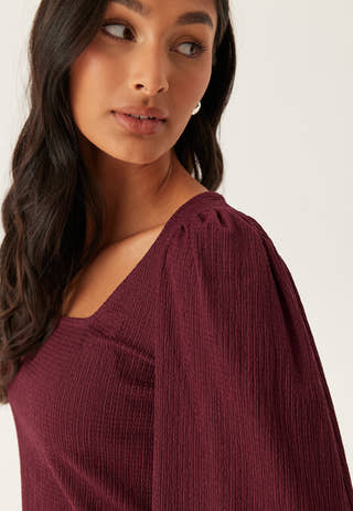 Square Neck Balloon Sleeve Top