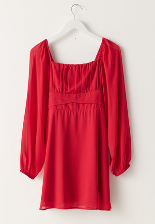 Square Neck L/S Georgette Dress