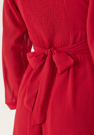 Square Neck L/S Georgette Dress