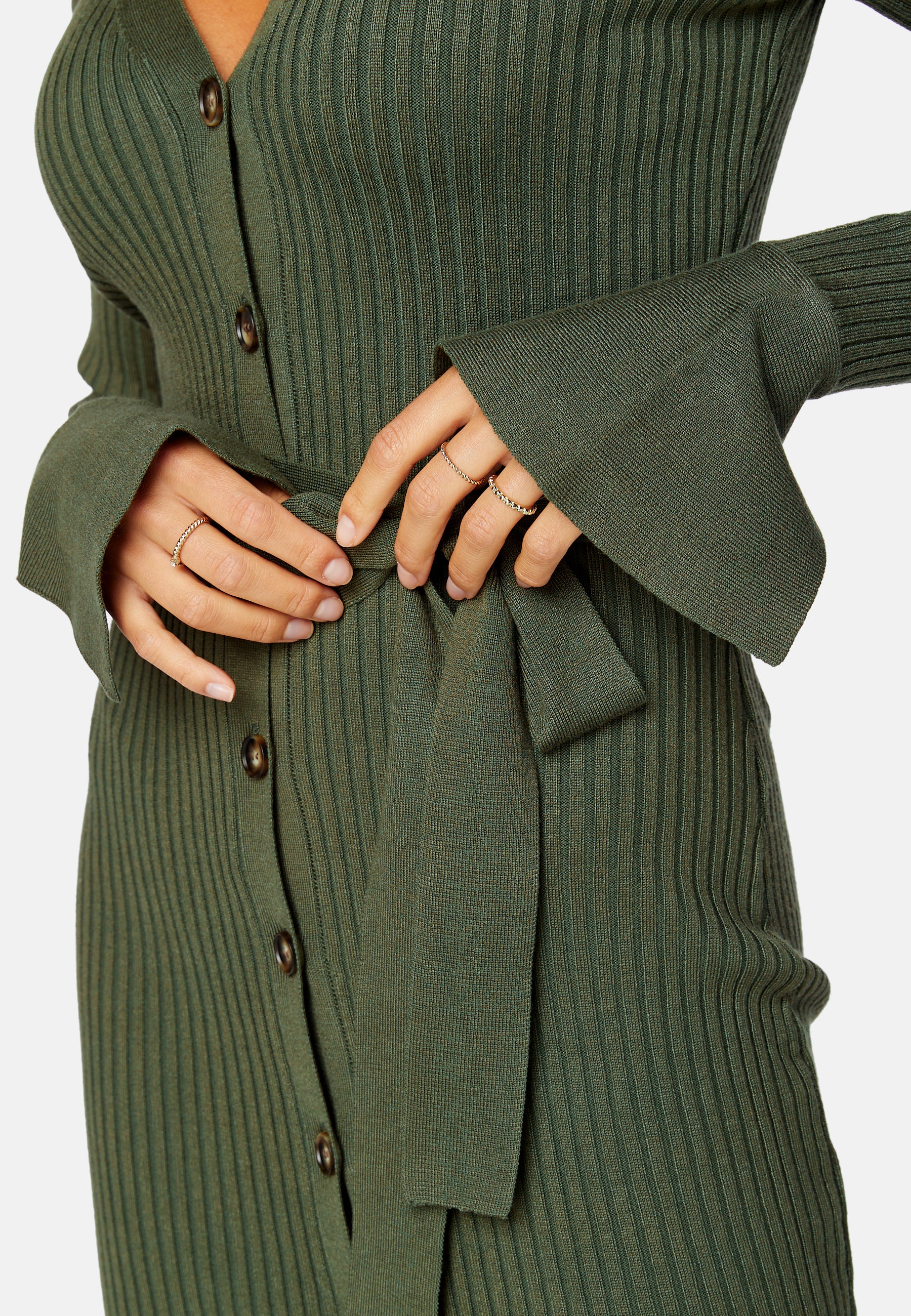 Bubbleroom Fine Knitted Cardigan Dress campaign-outlet Green Bubbleroom Fine Knitted Cardigan Dress campaign-outlet Green
