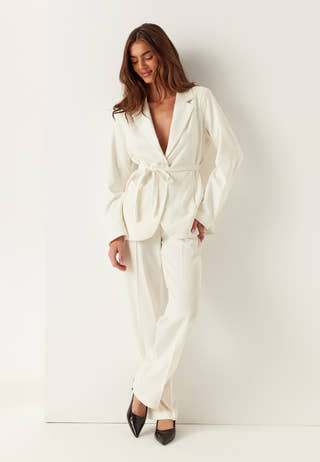 Straight High Waist Suit Trousers