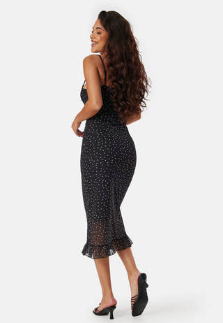 Strap Mesh Frill Dress