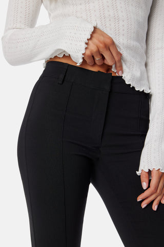 Mid Waist Stretchy Flared Trousers