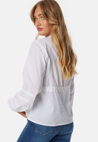 V-neck Cotton L/S Blouse