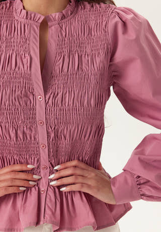 V-neck Cotton Smock Blouse