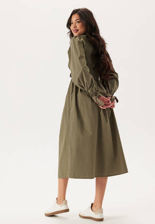 V-neck Cotton Smock Dress