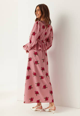 V-neck Flounce Maxi Dress