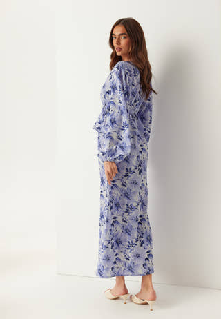 V-neck Flounce Maxi Dress