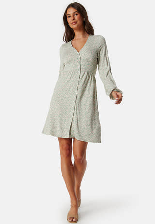 V-neck Short Button Dress