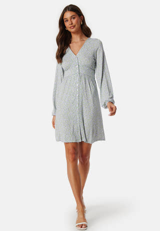 V-neck Short Button Dress