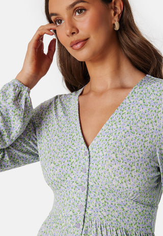 V-neck Short Button Dress