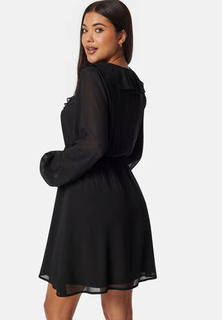 V-neck Short Frill Dress