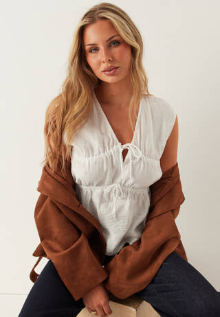 Viscose Tie Detail Blouse