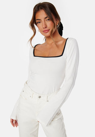 Square Neck Contrast L/S Top