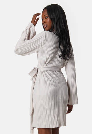 Pleated Wrap Short Dress