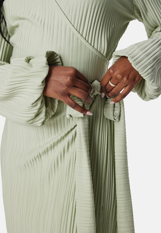 Pleated Wrap Short Dress