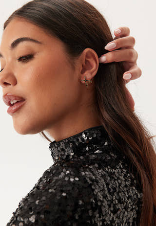 Cross Earring, Black Gold