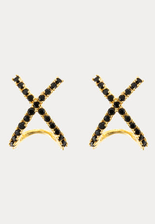 Cross Earring, Black Gold
