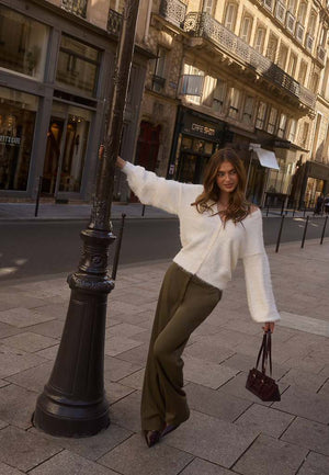 Straight High Waist Suit Trousers