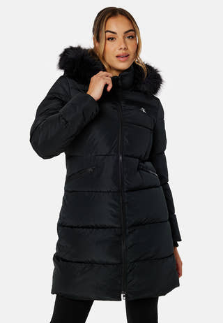 Faux Fur Hooded Fitted Long Jacket
