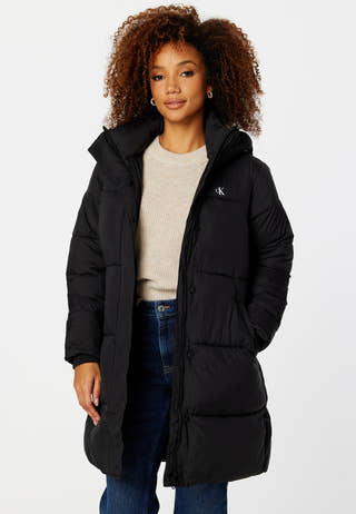 Logo Belt Waisted Long Puffer