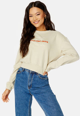 Two Tone Monogram Crop Crew Neck