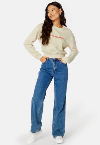 Two Tone Monogram Crop Crew Neck